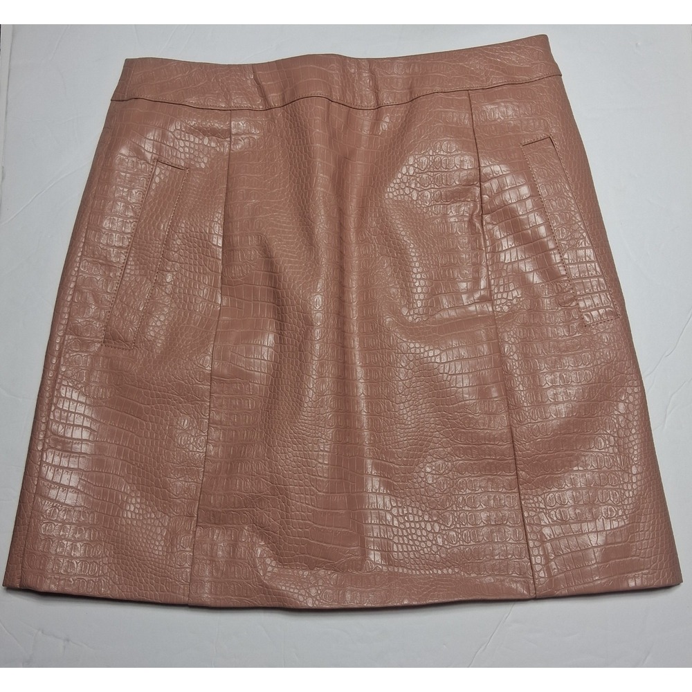 Altered State Faux Leather Croc Mini Skirt Blush Pink Y2K Clean Girl Zip Back